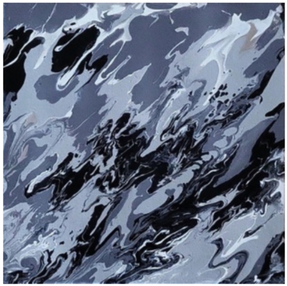 Gray Black and White Abstract Design 12 x 12 Inches Canvas Painting